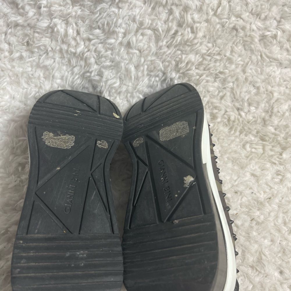 GIANNI BINI NYLON CAMOUFLAGE WEDGE SLIP ON SNEAKERS WITH BLACK SPIKES SZ9 - Picture 8 of 8